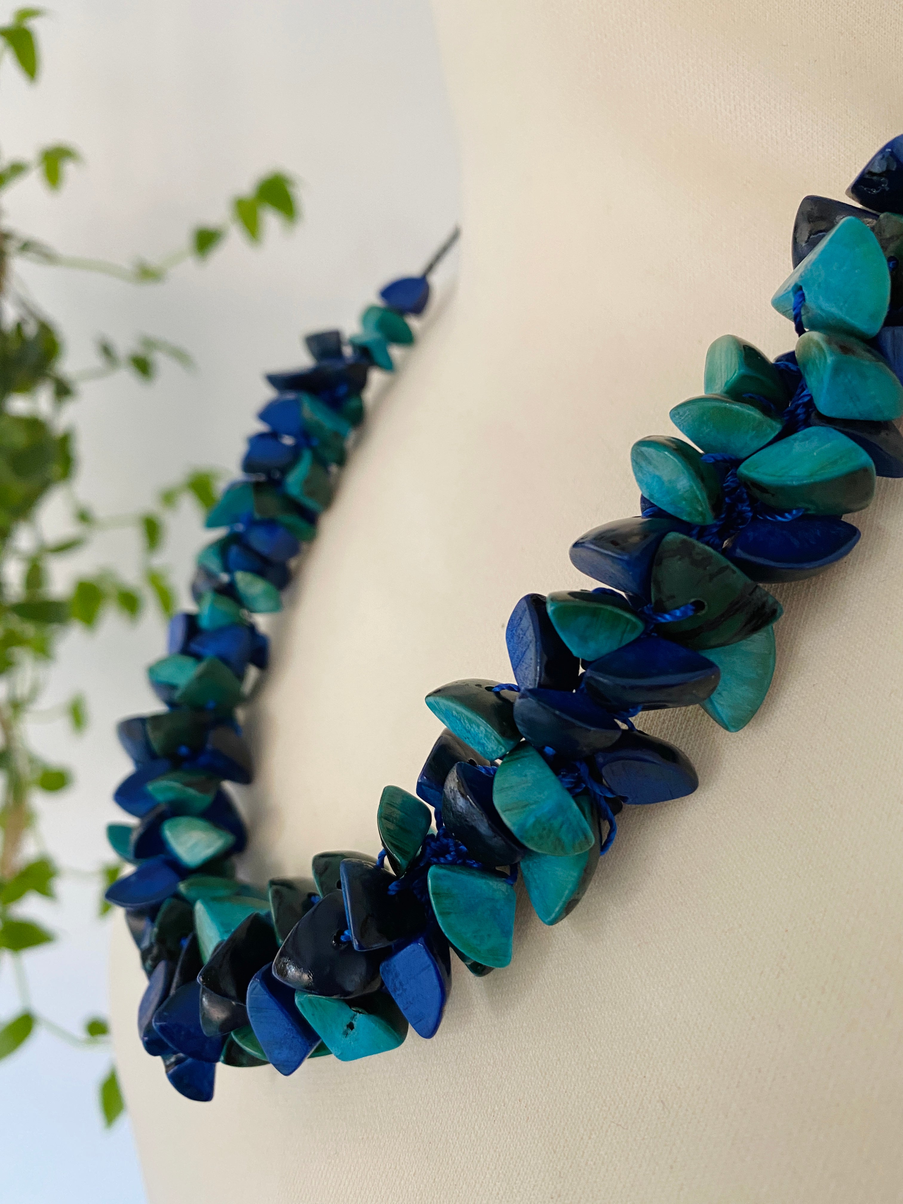 Turquoise & Blue Tagua Trocitos Necklace